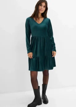 Damen bonprix Kleider|Bekleidung·Pullover & Strickjacken|Minikleid aus elastischen Samt