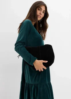 Damen bonprix Kleider|Bekleidung·Pullover & Strickjacken|Minikleid aus elastischen Samt