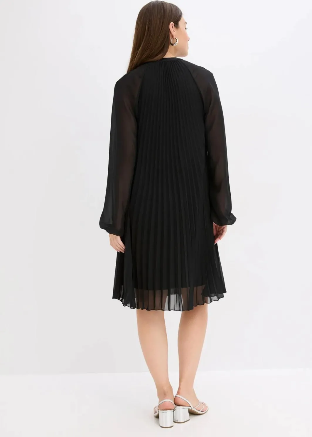 Damen bonprix Kleider|Festliche Mode|Minikleid aus feinem Chiffon mit Plisseé
