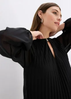 Damen bonprix Kleider|Festliche Mode|Minikleid aus feinem Chiffon mit Plisseé