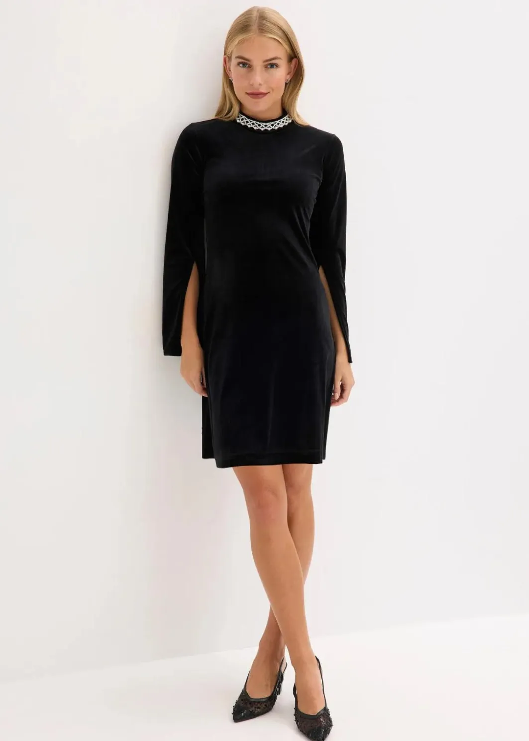 Damen bonprix Kleider|Minikleid aus fließendem Samt