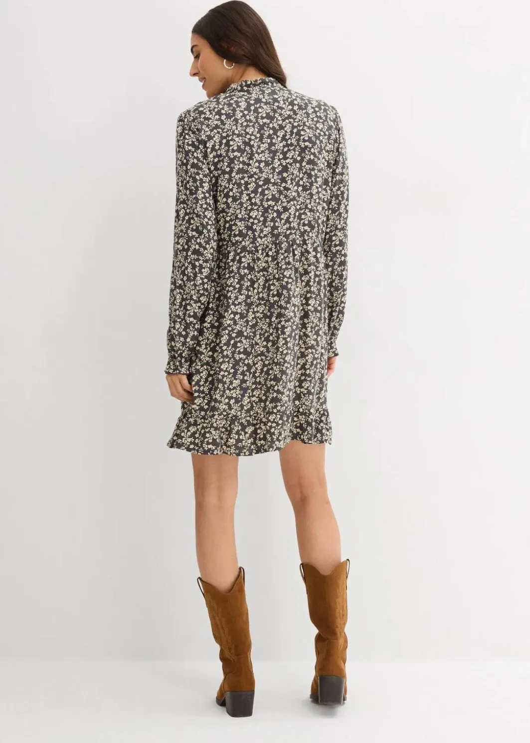 Damen bonprix Kleider|Bekleidung·Pullover & Strickjacken|Minikleid aus fließender Viskose