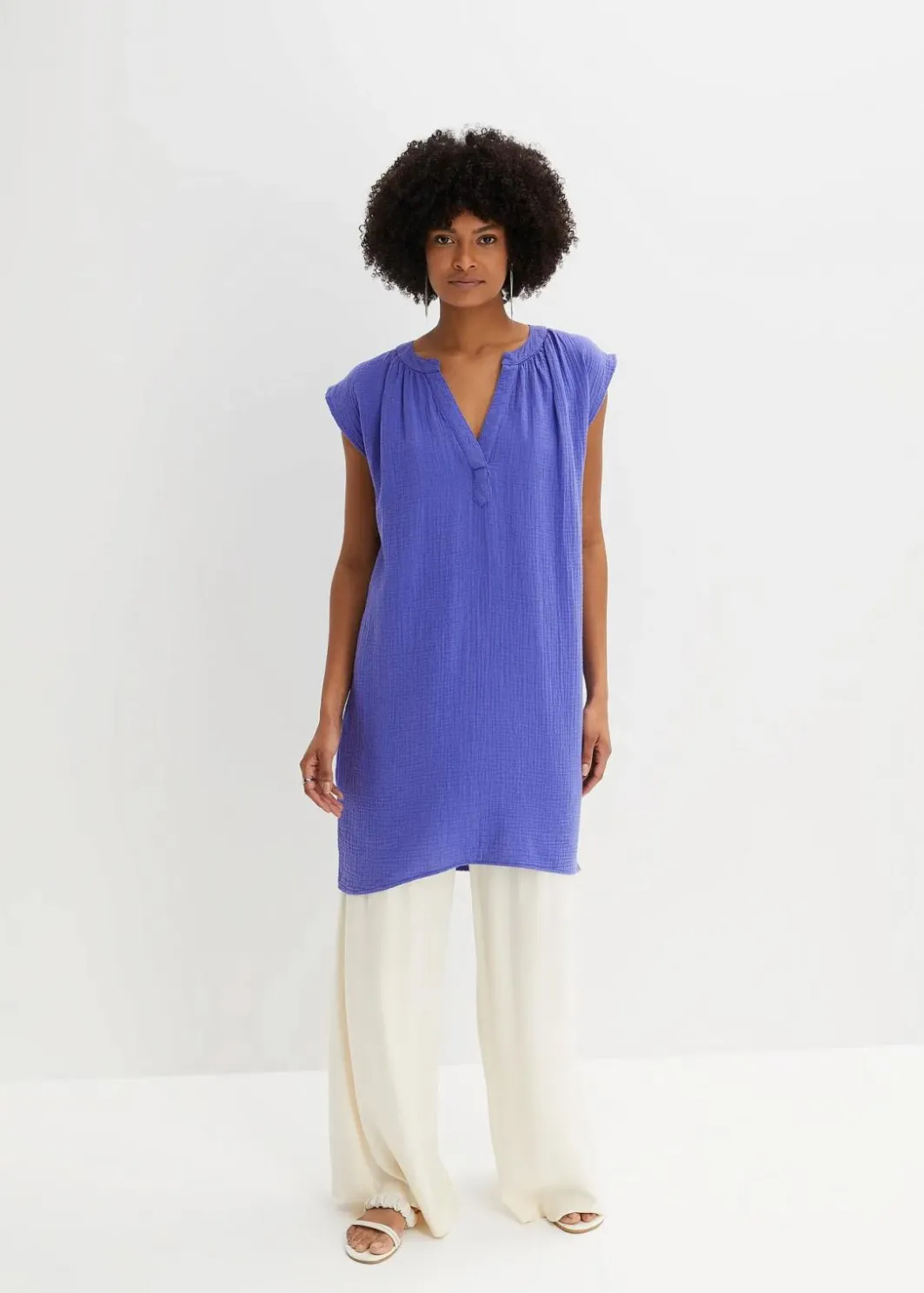 Damen bonprix Kleider|Bekleidung·Pullover & Strickjacken|Minikleid aus reiner Baumwolle