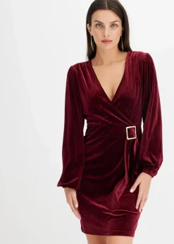 Damen bonprix Bekleidung·Pullover & Strickjacken|Kleider|Minikleid aus softem Samt im Wickeloptik