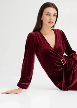 Damen bonprix Bekleidung·Pullover & Strickjacken|Kleider|Minikleid aus softem Samt im Wickeloptik