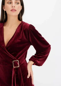 Damen bonprix Bekleidung·Pullover & Strickjacken|Kleider|Minikleid aus softem Samt im Wickeloptik