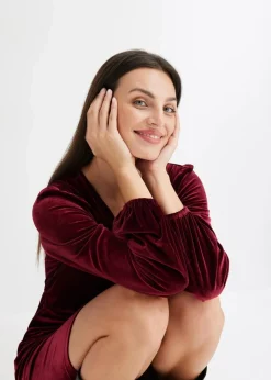 Damen bonprix Bekleidung·Pullover & Strickjacken|Kleider|Minikleid aus softem Samt im Wickeloptik