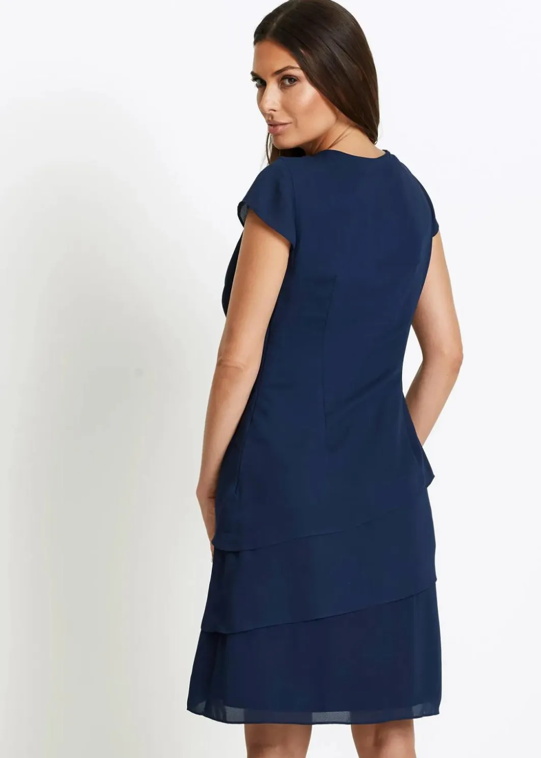 Damen bonprix Bekleidung·Pullover & Strickjacken|Festliche Mode|Minikleid im Lagen-Look mit dekorativem Accessoire