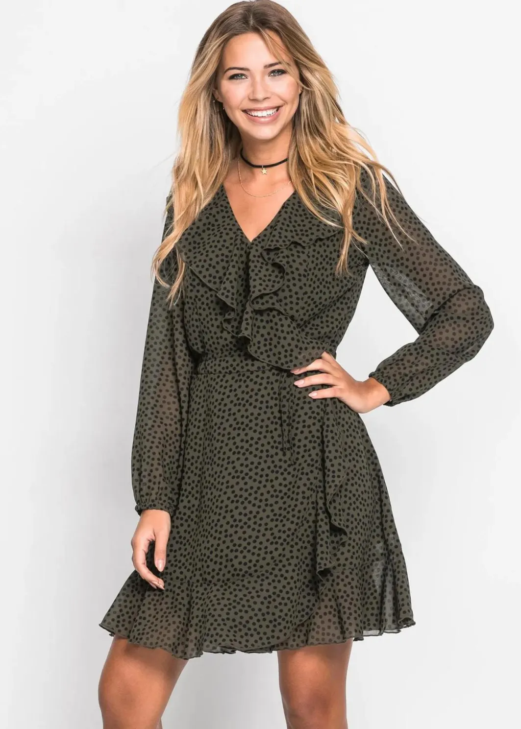 Damen bonprix Bekleidung·Pullover & Strickjacken|Kleider|Minikleid in Wickeloptik
