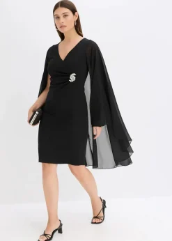Damen bonprix Bekleidung·Pullover & Strickjacken|Festliche Mode|Minikleid mit Cape aus feinem Chiffon
