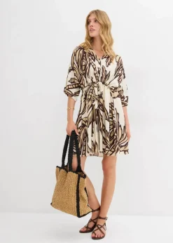Damen bonprix Bekleidung·Pullover & Strickjacken|Kleider|Minikleid mit Kimono-Ärmeln aus fließender Viskose