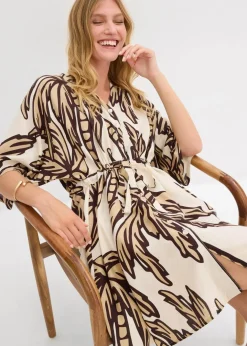 Damen bonprix Bekleidung·Pullover & Strickjacken|Kleider|Minikleid mit Kimono-Ärmeln aus fließender Viskose