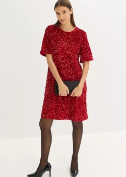 Damen bonprix Kleider|Bekleidung·Pullover & Strickjacken|Minikleid mit Pailletten