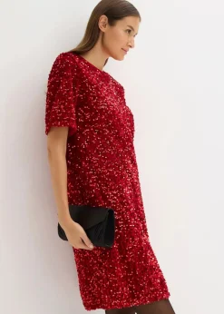 Damen bonprix Kleider|Bekleidung·Pullover & Strickjacken|Minikleid mit Pailletten