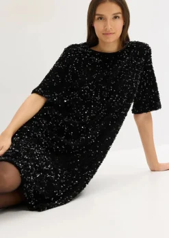 Damen bonprix Bekleidung·Pullover & Strickjacken|Kleider|Minikleid mit Pailletten