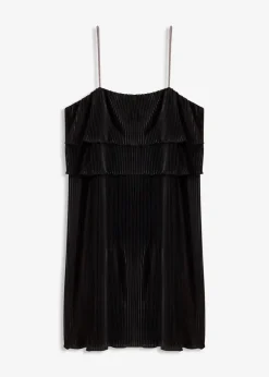 Online Minikleid mit Plissee und Strass-Trägern Damen Kleider
