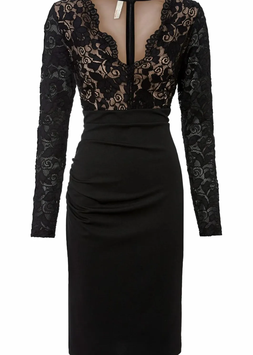 Damen bonprix Kurzgrößen|Kurzgrößen|Minikleid mit Spitze
