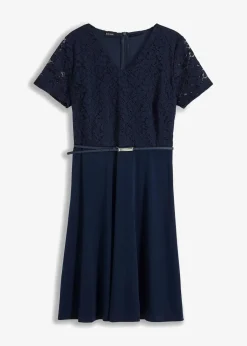 Damen bonprix Festliche Mode|Kleider|Minikleid mit Spitze und Gürtel