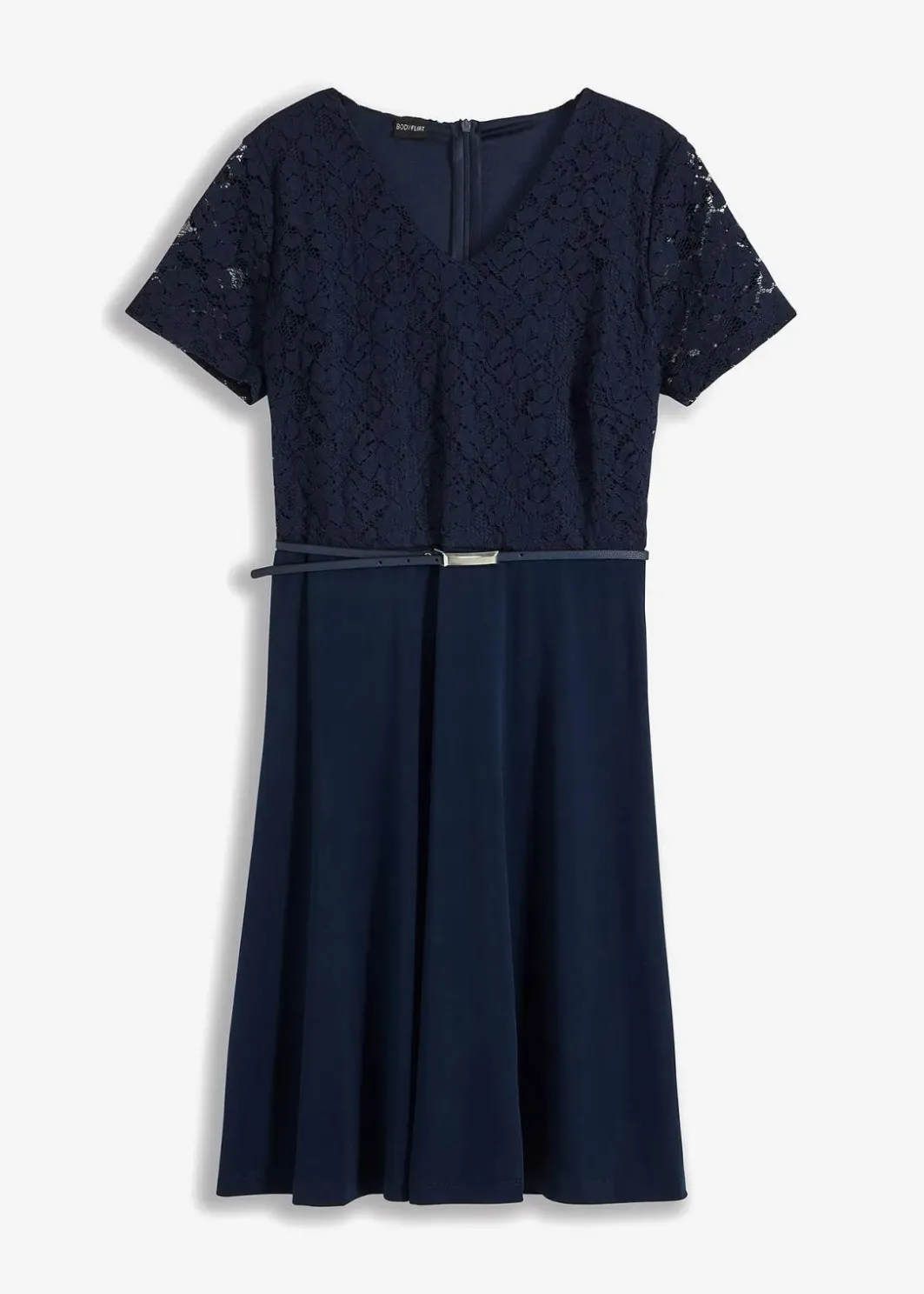 Damen bonprix Festliche Mode|Kleider|Minikleid mit Spitze und Gürtel