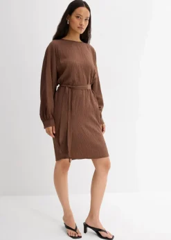 Damen bonprix Kleider|Bekleidung·Pullover & Strickjacken|Minikleid mit Struktur aus Viskose-Mix