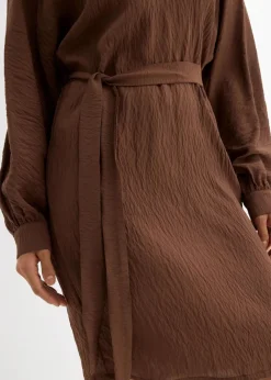 Damen bonprix Kleider|Bekleidung·Pullover & Strickjacken|Minikleid mit Struktur aus Viskose-Mix