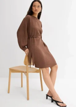 Damen bonprix Kleider|Bekleidung·Pullover & Strickjacken|Minikleid mit Struktur aus Viskose-Mix