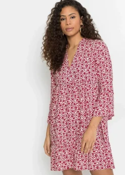 Damen bonprix Nachhaltigere Materialien|Kleider|Minikleid mit Volants aus fließender Viskose