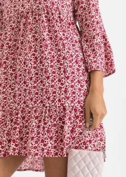 Damen bonprix Nachhaltigere Materialien|Kleider|Minikleid mit Volants aus fließender Viskose