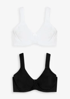 Damen bonprix Wäsche·Basics|Wäsche·Baumwollunterwäsche|Minimizer T-Shirt BH mit Bügel mit Bio-Baumwolle (2er Pack)