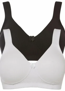 Damen bonprix Große Cups D-H|Bhs|Minimizer T-Shirt BH ohne Bügel mit Bio-Baumwolle (2er Pack)