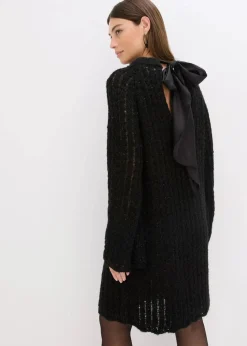 Damen bonprix Bekleidung·Umstandsmode|Strickmode|Mini-Strickkleid mit Satin-Schleife und leichter Transparenz