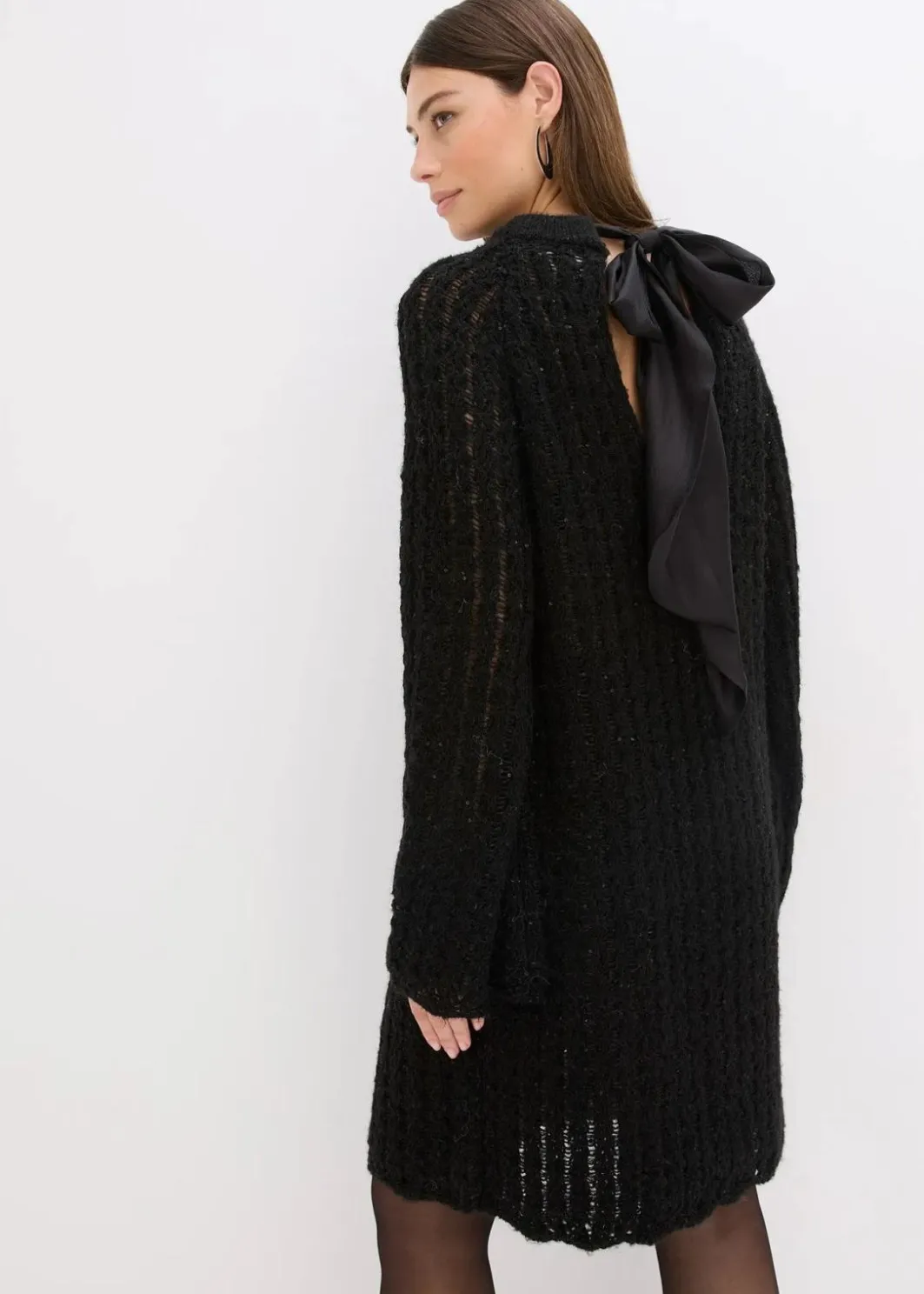 Damen bonprix Bekleidung·Umstandsmode|Strickmode|Mini-Strickkleid mit Satin-Schleife und leichter Transparenz