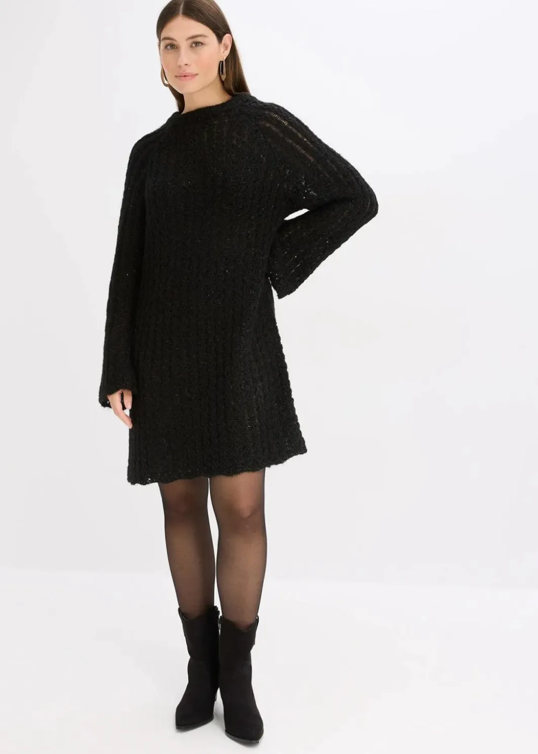 Damen bonprix Bekleidung·Umstandsmode|Strickmode|Mini-Strickkleid mit Satin-Schleife und leichter Transparenz