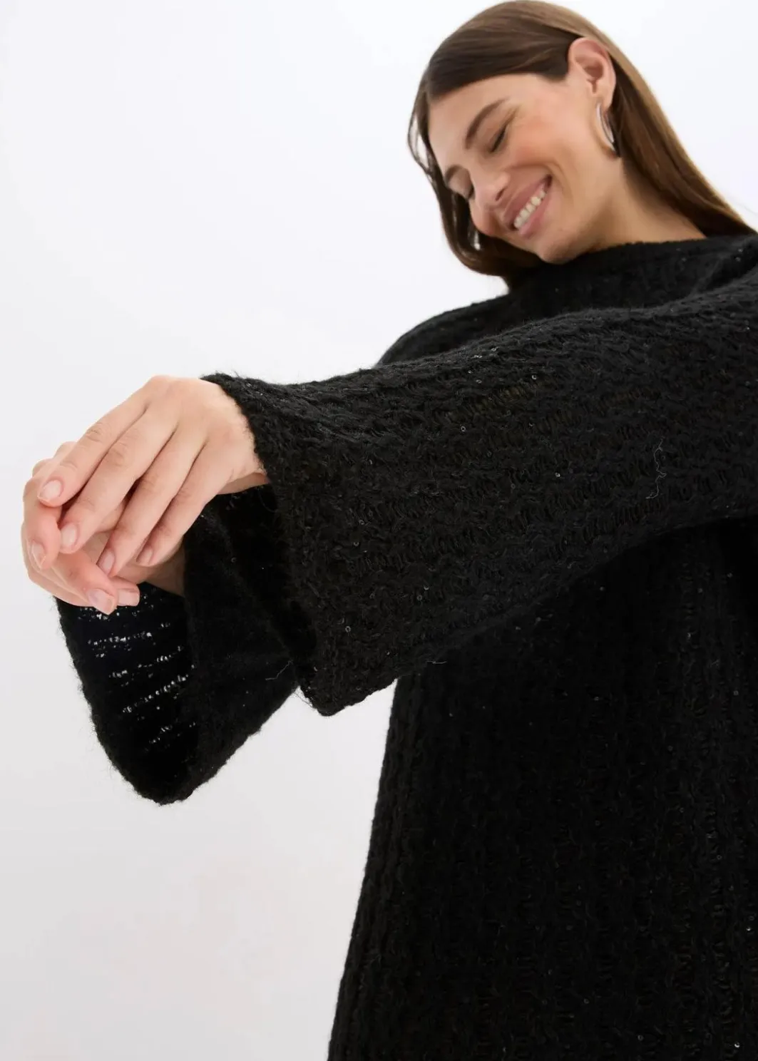 Damen bonprix Bekleidung·Umstandsmode|Strickmode|Mini-Strickkleid mit Satin-Schleife und leichter Transparenz