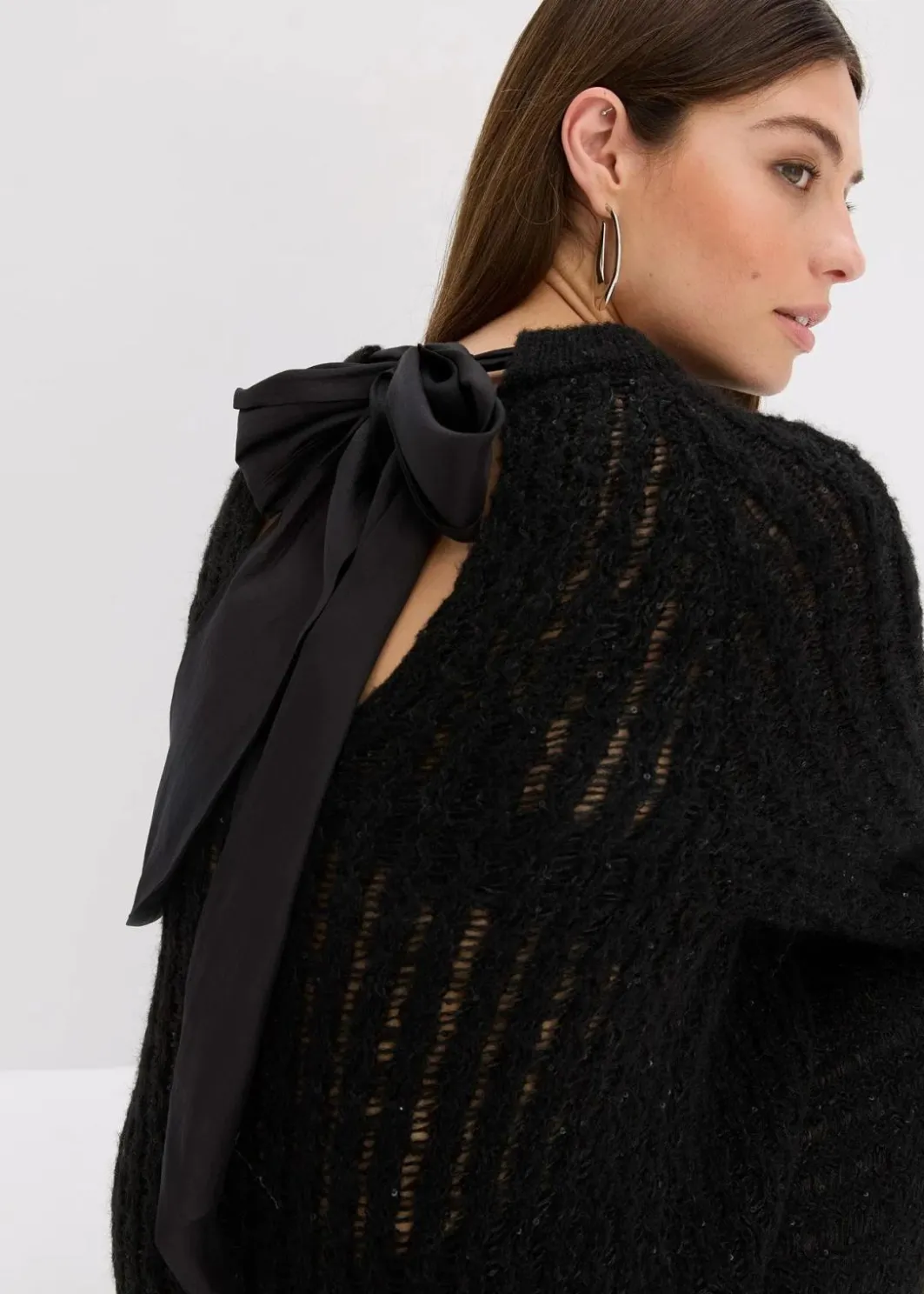 Damen bonprix Bekleidung·Umstandsmode|Strickmode|Mini-Strickkleid mit Satin-Schleife und leichter Transparenz
