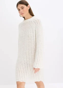 Damen bonprix Bekleidung·Umstandsmode|Strickmode|Mini-Strickkleid mit Satin-Schleife und leichter Transparenz