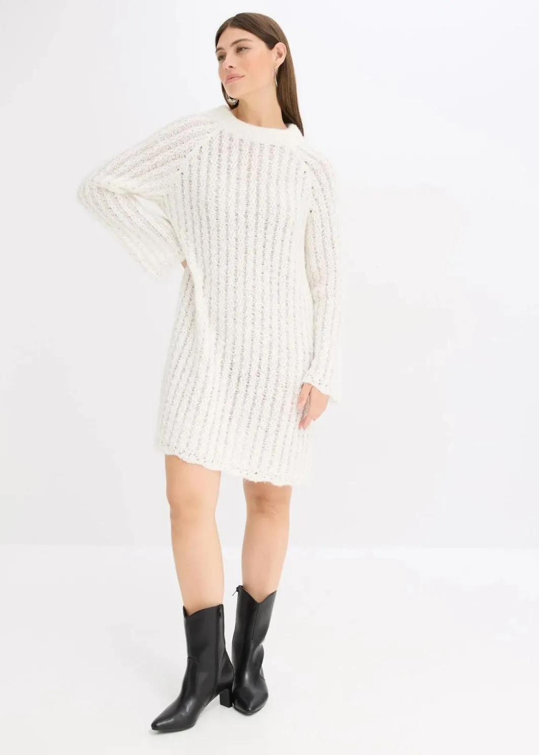 Damen bonprix Bekleidung·Umstandsmode|Strickmode|Mini-Strickkleid mit Satin-Schleife und leichter Transparenz