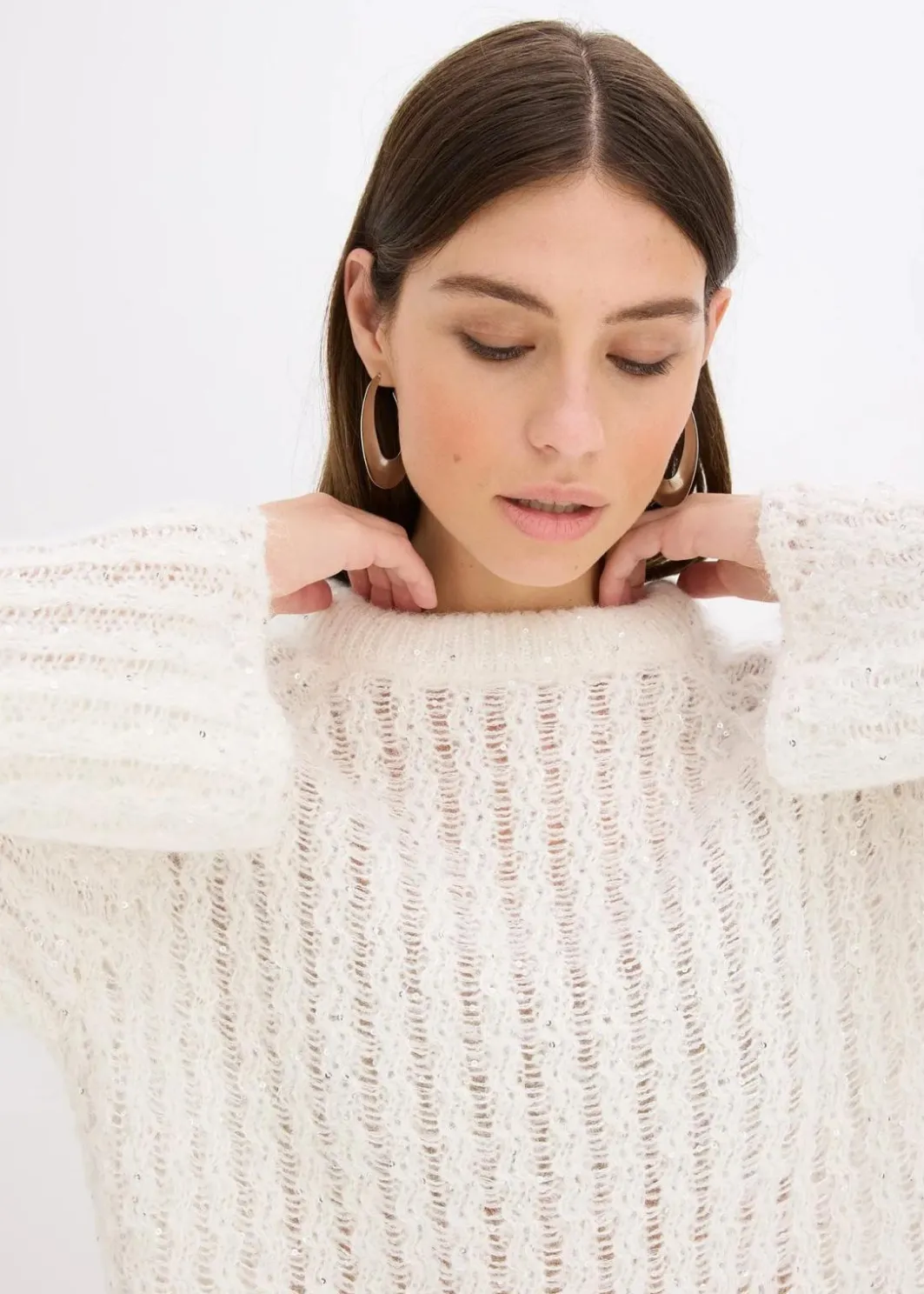 Damen bonprix Bekleidung·Umstandsmode|Strickmode|Mini-Strickkleid mit Satin-Schleife und leichter Transparenz