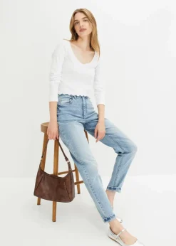 Damen bonprix Jeans|Bekleidung·Shirts & Tops|Mom Jeans High Waist, Stretch