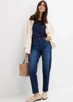 Damen bonprix Jeans|Bekleidung·Shirts & Tops|Mom-Jeans High Waist, cropped
