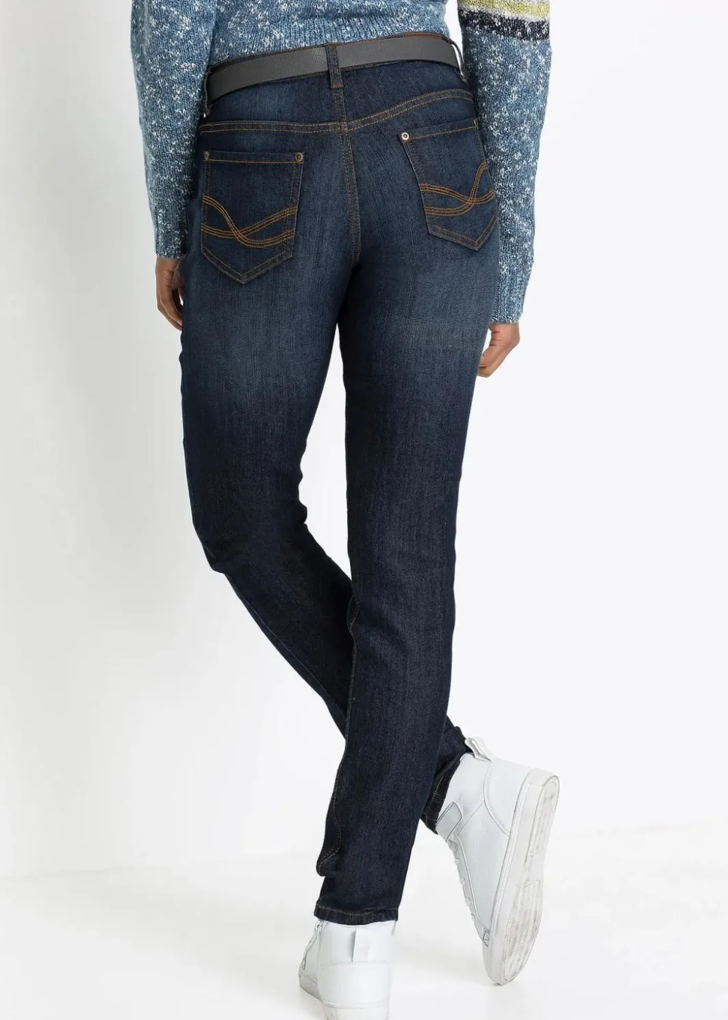 Damen bonprix Jeans|Kurzgrößen|Mom-Jeans Mid Waist, Komfort-Stretch