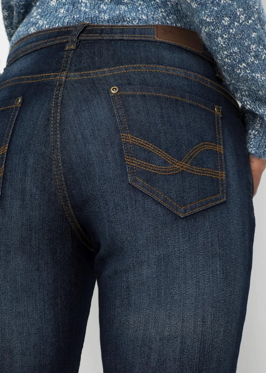 Damen bonprix Jeans|Kurzgrößen|Mom-Jeans Mid Waist, Komfort-Stretch