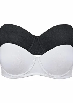 Damen bonprix Große Cups D-H|Nachhaltigere Materialien|Multiway BH mit Bügel mit Bio-Baumwolle (2er Pack)