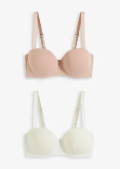 Damen bonprix Große Cups D-H|Nachhaltigere Materialien|Multiway BH mit Bügel mit Bio-Baumwolle (2er Pack)