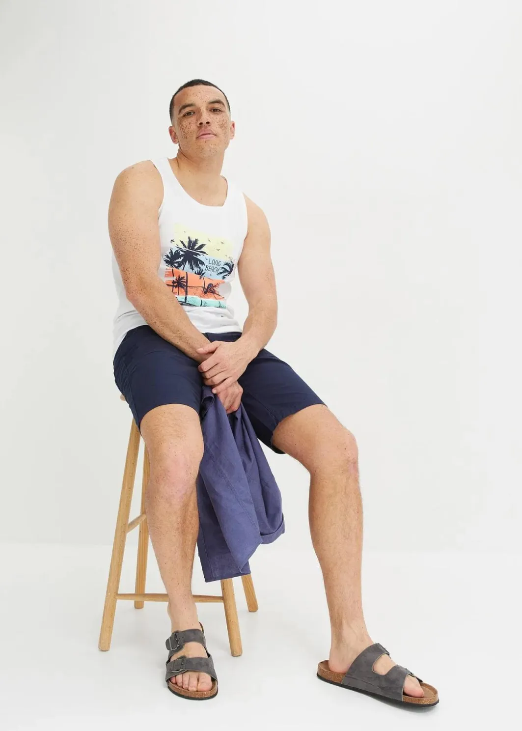 Herren bonprix Strandmode|Große Größen|Muskel-Shirt aus reiner Bio-Baumwolle