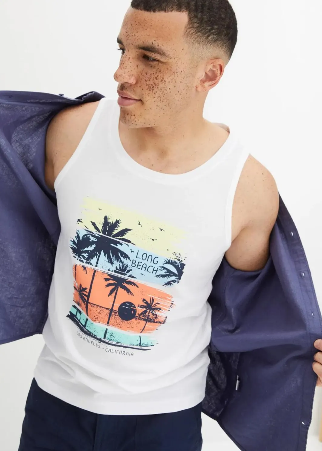 Herren bonprix Strandmode|Große Größen|Muskel-Shirt aus reiner Bio-Baumwolle