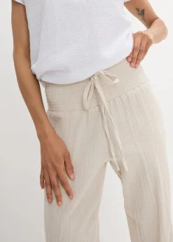 Damen bonprix Bekleidung·Kleider|Hosen|Musselin Hose mit Smockbund