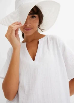 Musselin Long-Tunika aus reiner Baumwolle Damen Bekleidung·Jacken & Mäntel|Blusen & Tuniken