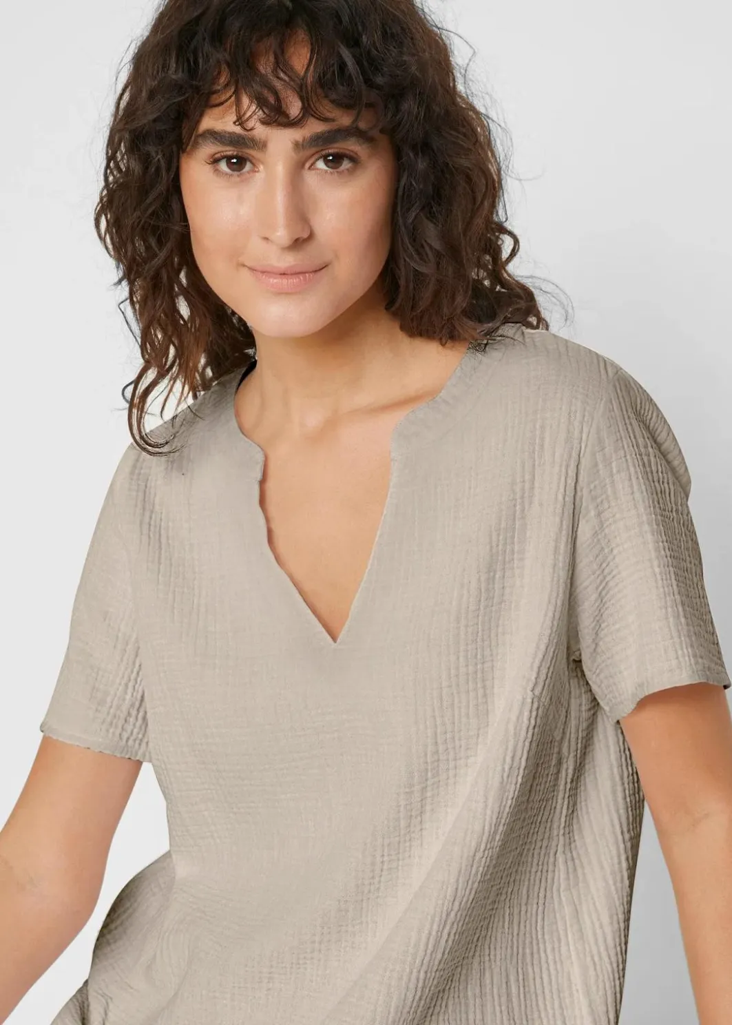 Damen bonprix Blusen & Tuniken|Bekleidung·Jacken & Mäntel|Musselin Long-Tunika aus reiner Baumwolle