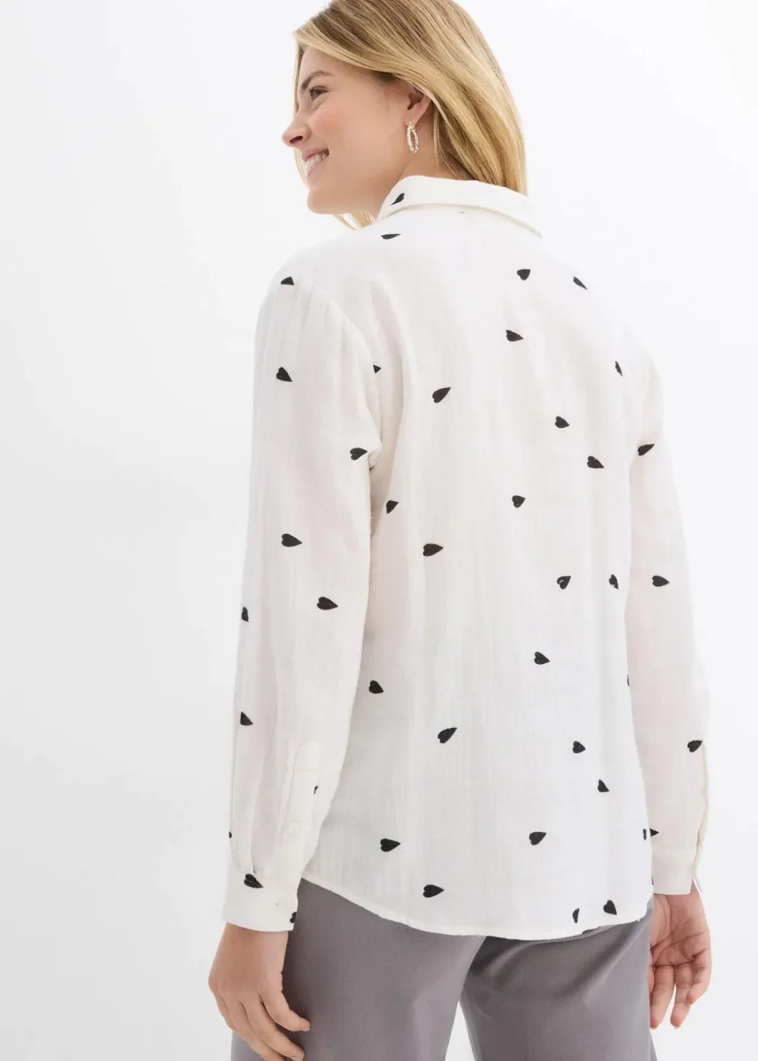 Clearance Musselin-Bluse mit Herzen Damen Blusen & Tuniken|Bekleidung·Jacken & Mäntel